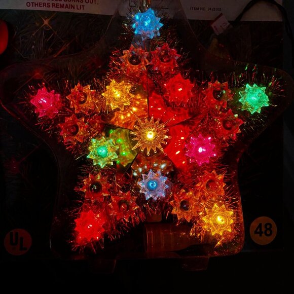 Vtg Christmas Tree Topper Star Lights Merrybrite Wall Plaque Flashing Star 7" - Picture 12 of 12